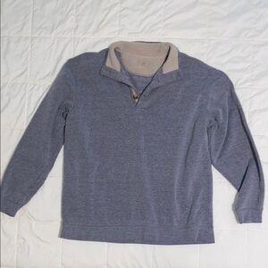 Blue Zip Up Sweater with Long Sleeves and Relaxed Fit